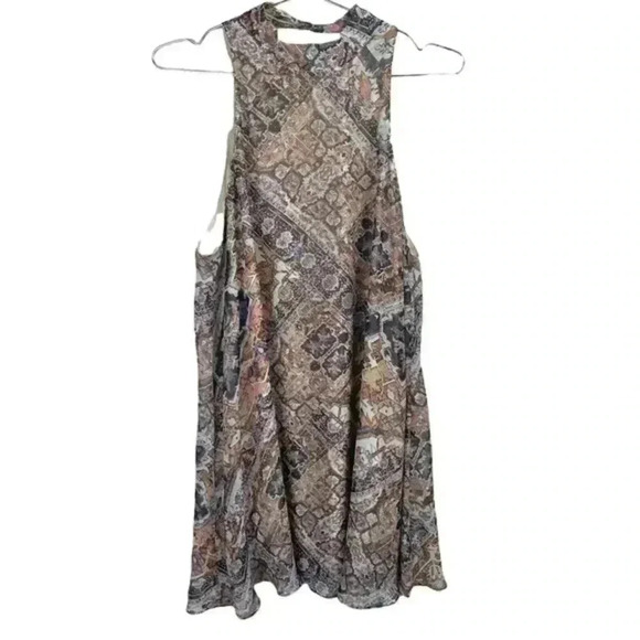 Show‎ Me Your Mumu Paisley Geometric Trapeze Halter Sleeveless Mini Dress - Picture 1 of 6